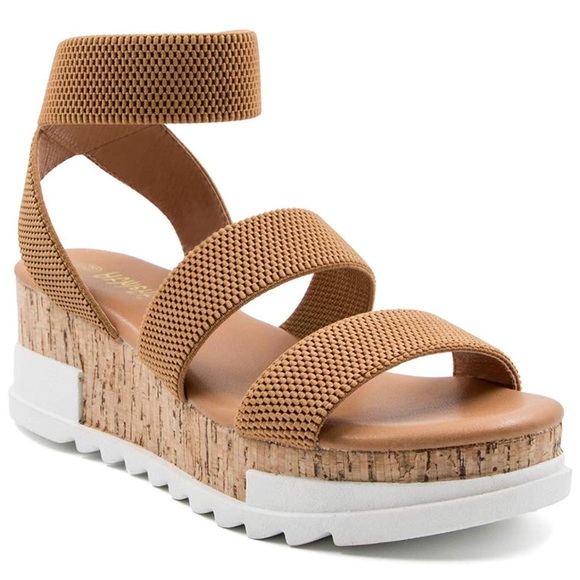 Shoes - Wedge Sandals Platform Cork Elastic Strap Sandals